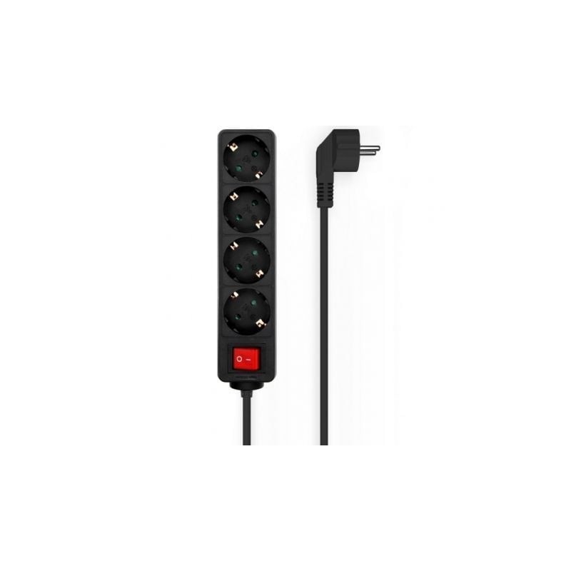 Regleta con Interruptor Aisens A154-0650- 4 Tomas de Corriente- Cable 1-4m- Negro