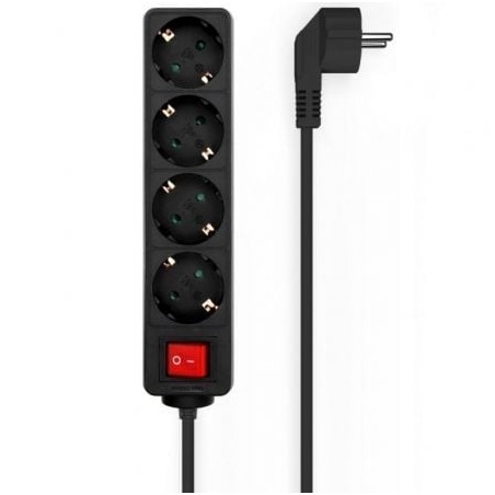 Regleta con Interruptor Aisens A154-0650- 4 Tomas de Corriente- Cable 1-4m- Negro