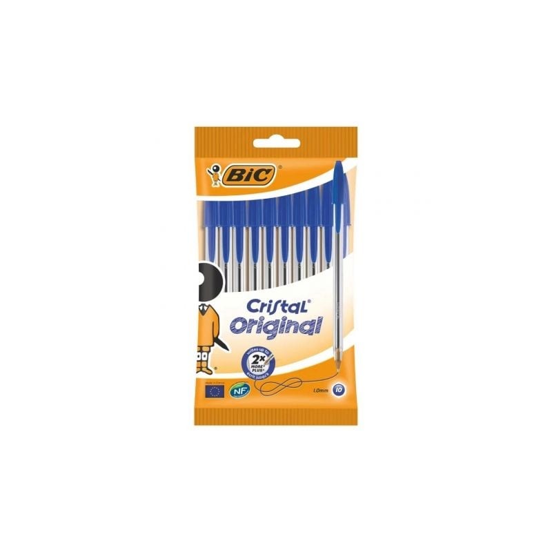 Bolígrafos de Tinta de Aceite Bic Cristal Original 516352- 10 unidades- Azules Bolígrafos de Tinta de Aceite Bic Cristal Original 516352- 10 unidades- Azules