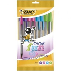 Bolígrafos de Tinta de Aceite Bic Cristal Fun 921342- 10 unidades- Colores Surtidos