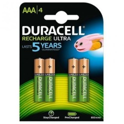 Pack de 4 Pilas AAA Duracell HR03-A- 1-2V- Recargables