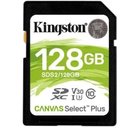 Tarjeta de Memoria Kingston CANVAS Select Plus 128GB SD XC- Clase 10- 100MBs