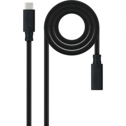 Cable Alargador USB Tipo-C 3-2 Nanocable 10-01-4501-L150- USB Tipo-C Macho - USB Tipo-C Hembra- 1-5m- Negro