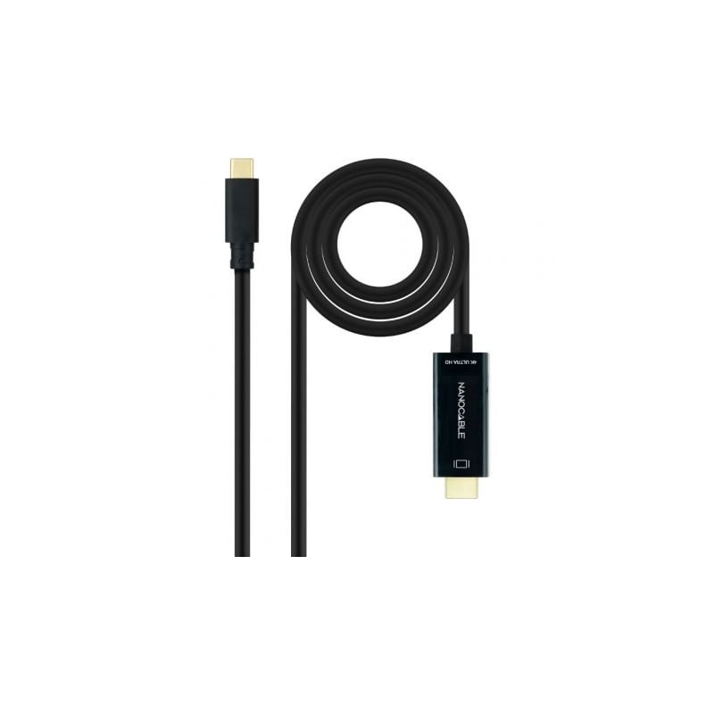 Cable Conversor Nanocable 10-15-5105- USB Tipo-C Macho - HDMI Macho- 5m- Negro