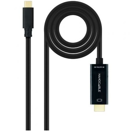 Cable Conversor Nanocable 10-15-5105- USB Tipo-C Macho - HDMI Macho- 5m- Negro