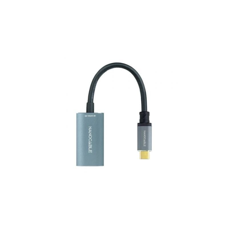 Cable Conversor Nanocable 10-16-4104-G- USB Tipo-C Macho - DisplayPort Hembra- 15cm- Gris