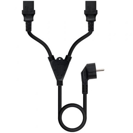 Cable Alimentación Nanocable 10-22-0100-L300- Schuko Macho - 2 x C13 Hembra- 3m- Negro