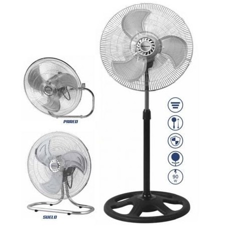 Ventilador 3 en 1 Orbegozo PWS 0547- Sobremesa- Pie- Pared- 90W- 3 Aspas 45cm- 3 velocidades