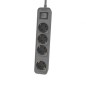 Regleta con Interruptor Philips CHP2144G-62- 4 Tomas de corriente- Cable 1-5m- Gris