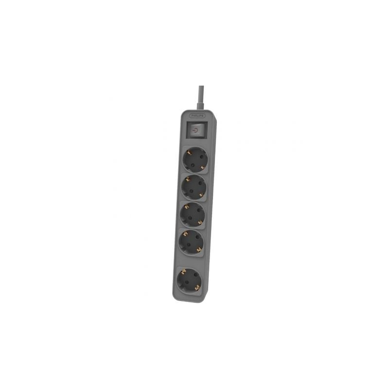 Regleta con Interruptor Philips CHP2154B-10- 5 Tomas de corriente- Cable 1-5m- Negro