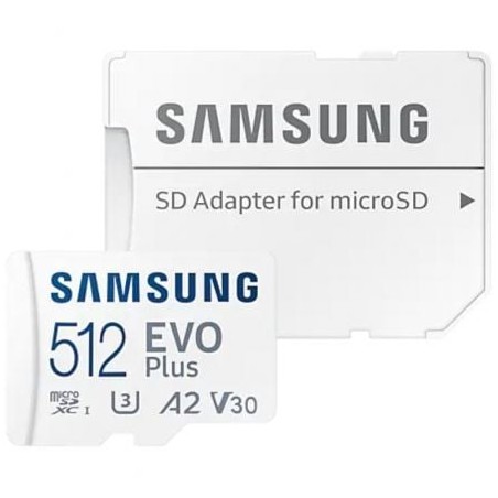 Tarjeta de Memoria Samsung EVO Plus 2023 512GB microSD XC con Adaptador- Clase 10- 160MBs