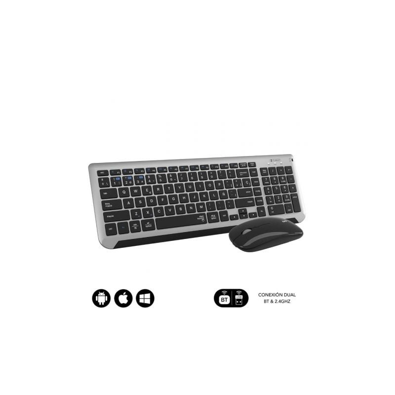 Teclado y Ratón Inalámbrico Subblim Combo Dual Prestige Extendido- Gris y Negro