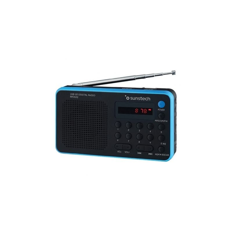 Radio Portátil Sunstech RPDS32BL- con Batería- Negra y Azul