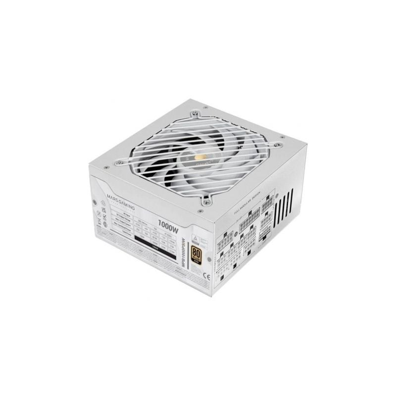 Fuente de Alimentación Mars Gaming MPB1000PSI- 1000W- Ventilador 14cm- 80 Plus Gold- Blanca