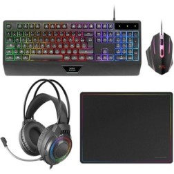 Pack Gaming Mars Gaming MCP124PROES- Teclado + Ratón Óptico + Auriculares + Alfombrilla