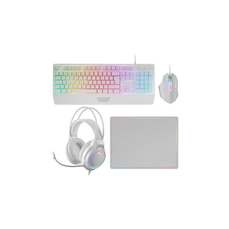 Pack Gaming Mars Gaming MCP124PROWES- Teclado + Ratón Óptico + Auriculares + Alfombrilla- Blanco Pack Gaming Mars Gaming MCP124PROWES- Teclado + Ratón Óptico + Auriculares + Alfombrilla- Blanco