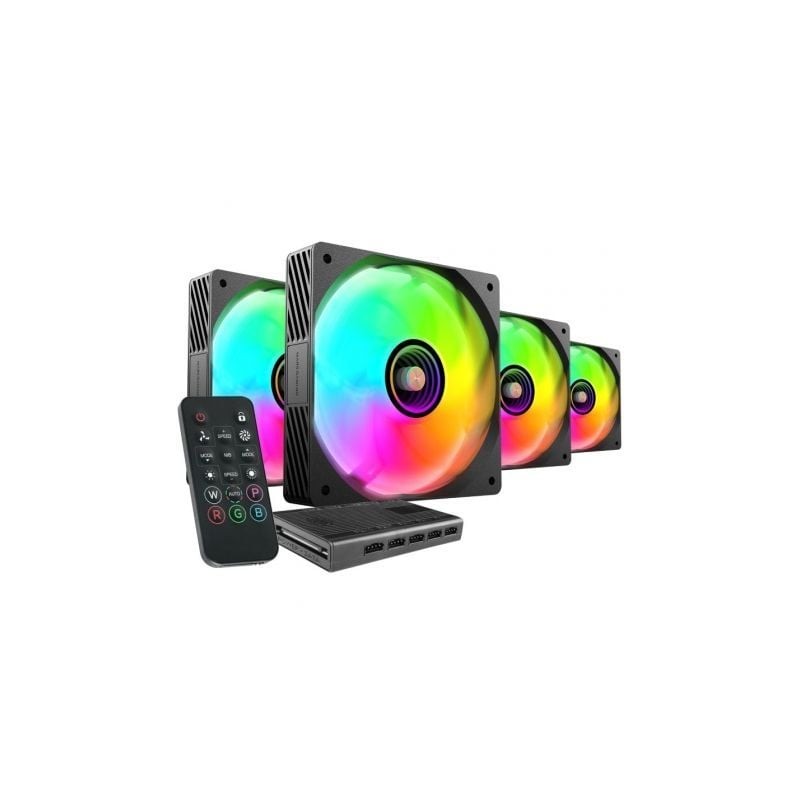 Pack 4 Ventiladores Mars Gaming MF-SI4KIT- 12cm + HUB + Mando a Distancia- ARGB Pack 4 Ventiladores Mars Gaming MF-SI4KIT- 12cm + HUB + Mando a Distancia- ARGB