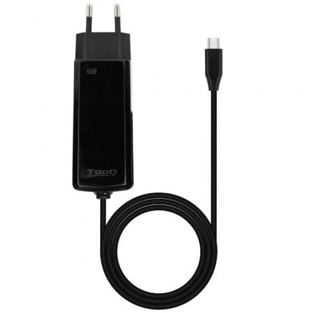 CARGADOR TOOQ PORTATIL GAN USB-C PD 65W CUBICO NEGRO