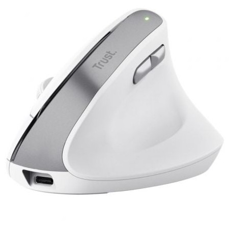 Ratón Vertical Inalámbrico Trust Bayo II- Batería recargable- Hasta 2400 DPI- Blanco