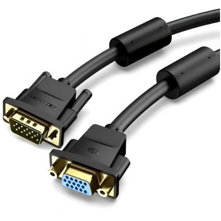 Cable Alargador SVGA Vention DAGBF- VGA Macho - VGA Hembra- 1m- Negro