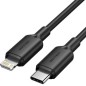 Cable USB 2-0 Tipo-C Lightning Vention LAKBH- USB Tipo-C Macho - Lightning Macho- Hasta 27W- 480Mbps- 2m- Negro