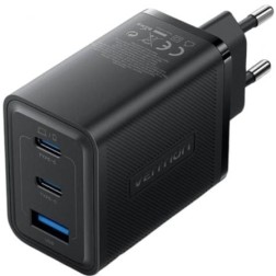 Cargador Gan de Pared Vention FERB0-EU- 2xUSB Tipo-C- 1xUSB- 65W