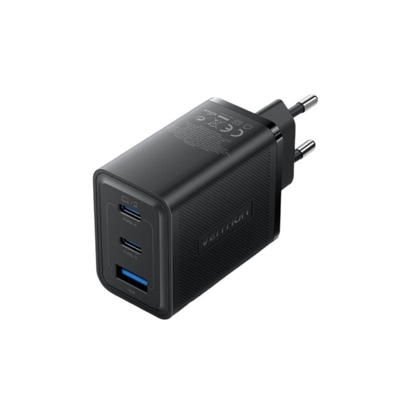 Cargador Gan de Pared Vention FERB0-EU- 2xUSB Tipo-C- 1xUSB- 65W