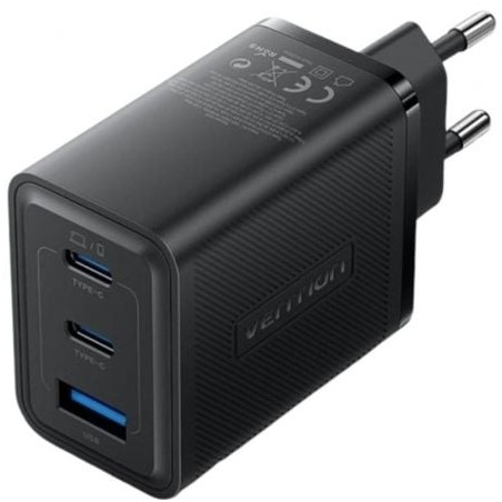 Cargador Gan de Pared Vention FERB0-EU- 2xUSB Tipo-C- 1xUSB- 65W