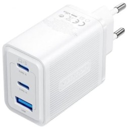 Cargador Gan de Pared Vention FERW0-EU- 2xUSB Tipo-C- 1xUSB- 65W