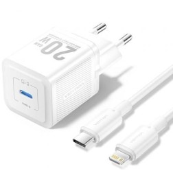 Cargador de Pared GaN Vention TZ-FEPW0-EU-02- 1xUSB Tipo-C + Cable Lightning- 20W