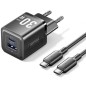 Cargador de Pared GaN Vention TZ-FEQB0-EU-01- 1xUSB Tipo-C- 1xUSB + Cable USB Tipo-C- 30W