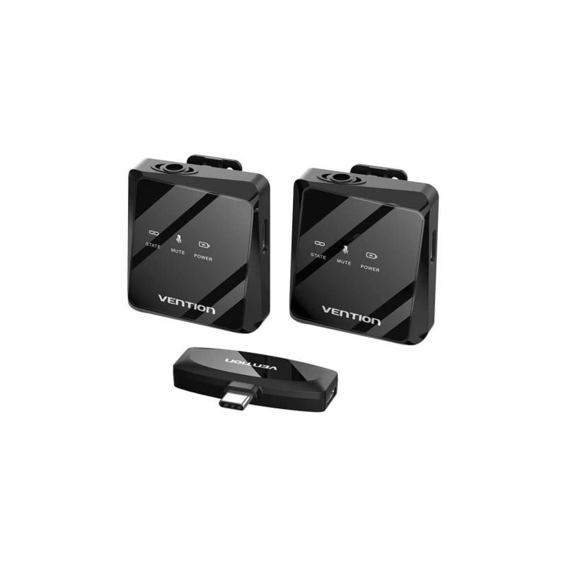 Micrófono Inalámbrico con Clip Vention NCBB0- USB Tipo-C- Incluye Receptor- 2 unidades Micrófono Inalámbrico con Clip Vention NCBB0- USB Tipo-C- Incluye Receptor- 2 unidades
