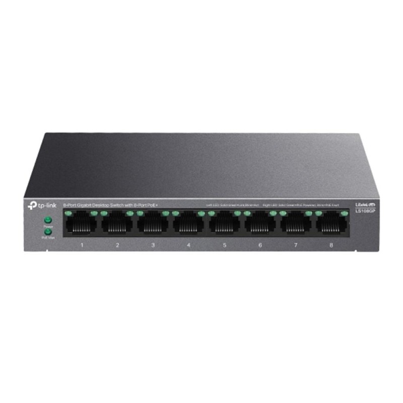 SWITCH TP-LINK LS108GP 8 PUERTOS GIGABIT DESKTOP POE+ SWITCH TP-LINK LS108GP 8 PUERTOS GIGABIT DESKTOP POE+