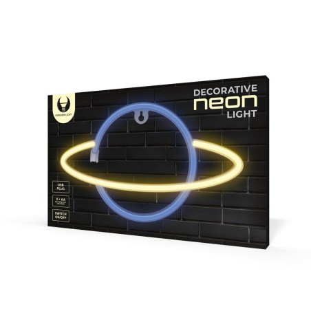 Luz Neon Forever Light Neon LED Saturn Yellow Blue- Funciona a Pilas y USB
