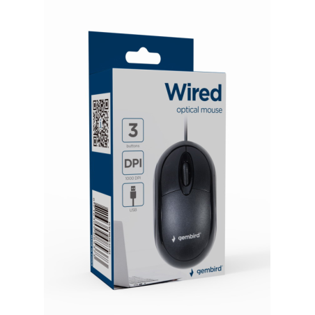 RATON OPTICO GEMBIRD USB 1000 DPI NEGRO 3 BOTONES