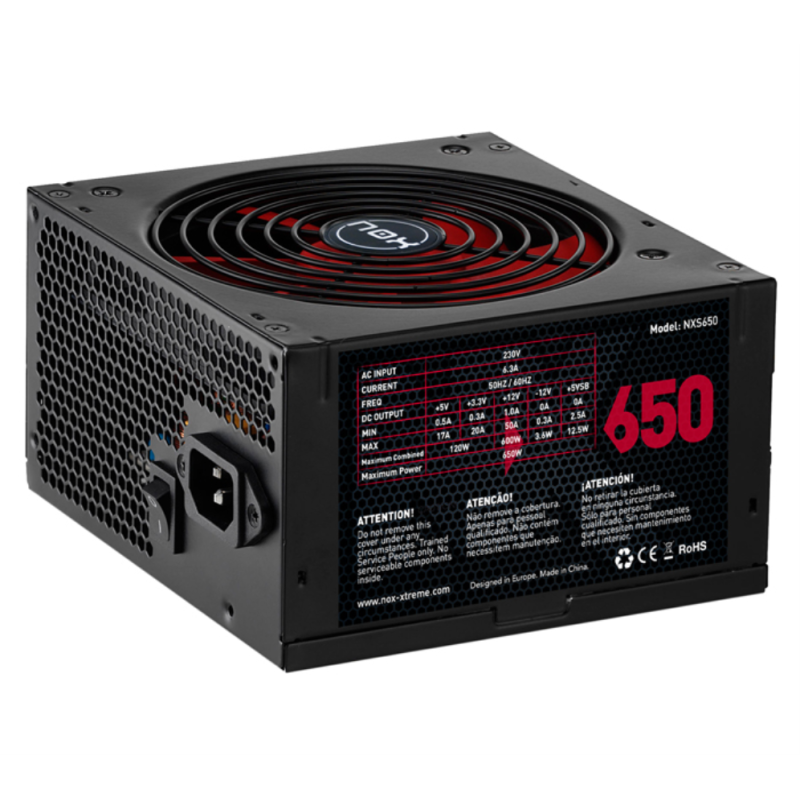 FUENTE ALIMENTACION NOX NX650 650W ATX NEGRO FUENTE ALIMENTACION NOX NX650 650W ATX NEGRO