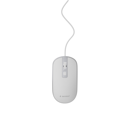 RATON GEMBIRD WIRED OPTICAL MOUSE USB WHITE SILVER