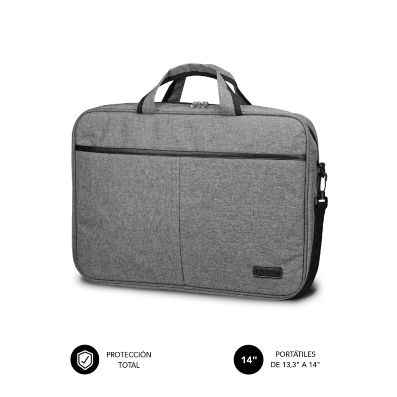 Maletín Subblim Elite Laptop Bag para Portátiles hasta 14"- Cinta para Trolley- Gris