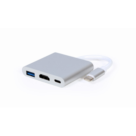 MULTIADAPTADOR GEMBIRD USB TIPO C, PLATEADO