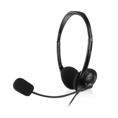 AURICULARES EWENT CHAT EW3567 NEGRO MICROFONO ALAMBRICO JACK 3-5 MM