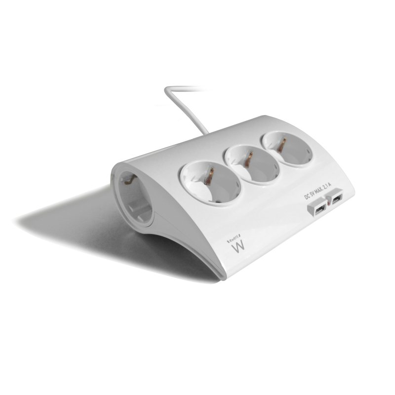 REGLETA EWENT 5 TOMAS SHUKO 16A SOBREMESA 2 PUERTOS USB 1-5M BLANCA