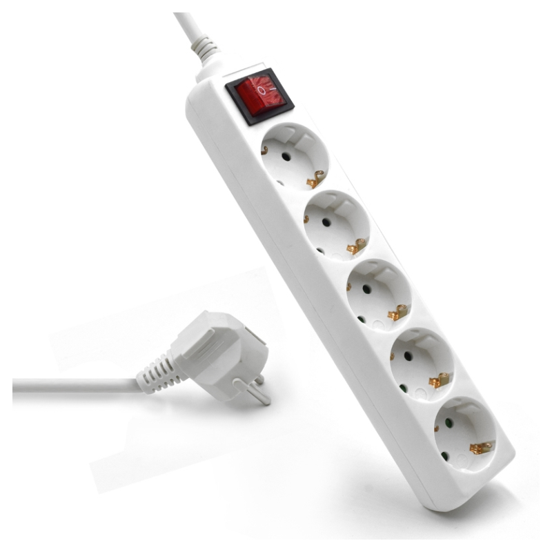 REGLETA EWENT 5 TOMAS SCHUKO 16A CON INTERRUPTOR BLANCA REGLETA EWENT 5 TOMAS SCHUKO 16A CON INTERRUPTOR BLANCA