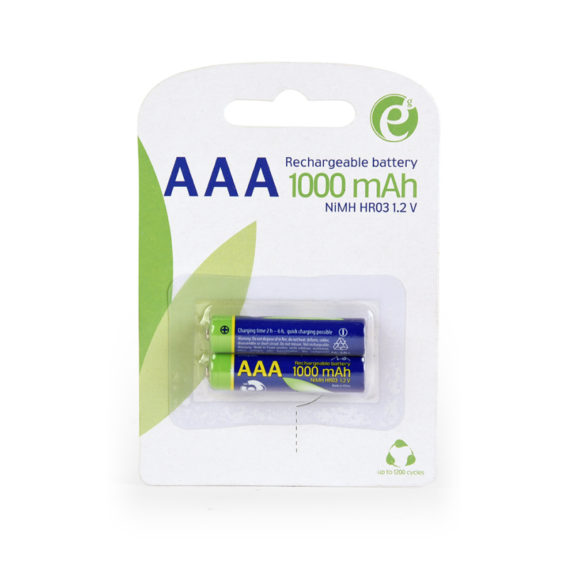 PILAS AAA GEMBIRD NI-MH RECARGABLE 1000MAH 2PCS BLISTER PACK PILAS AAA GEMBIRD NI-MH RECARGABLE 1000MAH 2PCS BLISTER PACK