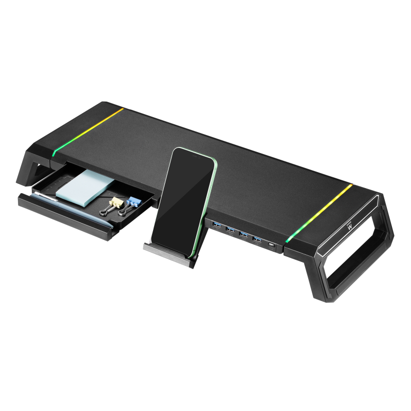 SOPORTE PLEGABLE MONITOR RGB CON CAJON SOPORTE PARA SMARTPHONE 4 PUERTOS- SOPORTE PLEGABLE MONITOR RGB CON CAJON SOPORTE PARA SMARTPHONE 4 PUERTOS-