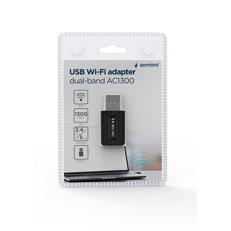 ADAPTADOR GEMBIRD WI-FI USB AC1300 DE BANDA DUAL COMPACTO