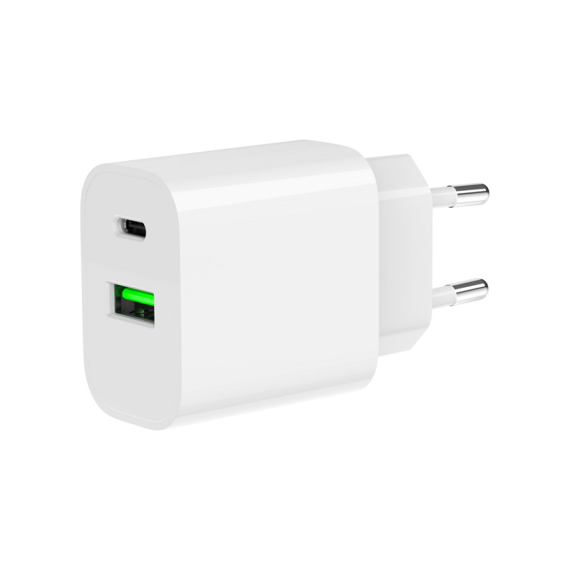 CARGADOR RAPIDO USB GEMBIRD DE 2 PUERTOS Y 20 W, BLANCO