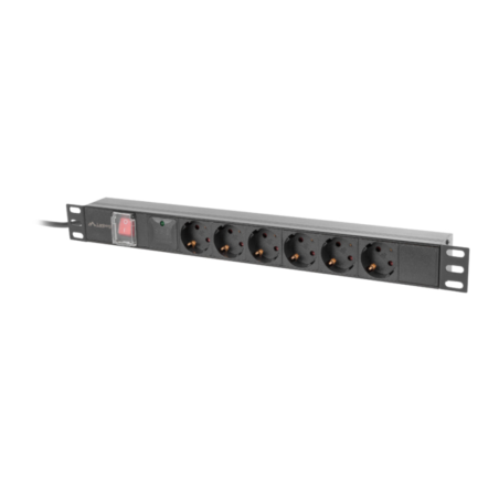 REGLETA LANBERG 1U 16A RACK 19 6X SOCKET SCHUKO NEGRO 2M
