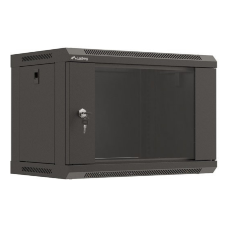 ARMARIO LANBERG MURAL RACK 19" 6U 540X350 FLAT PACK NEGRO PUERTA CRISTAL