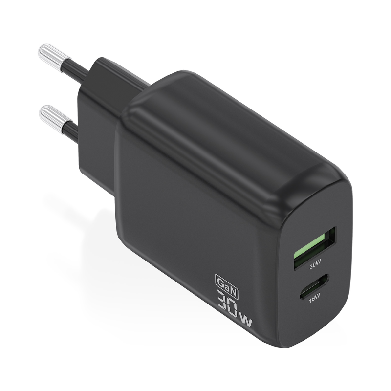 CARGADOR AISENS GAN 30W, 1XUSB-C PD3-0 QC4-0, 1XUSB-A QC3-0, NEGRO CARGADOR AISENS GAN 30W, 1XUSB-C PD3-0 QC4-0, 1XUSB-A QC3-0, NEGRO
