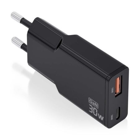 CARGADOR AISENS GAN ULTRA DELGADO 30W USB-C PD3-0 QC4-0 USB-A QC3-0